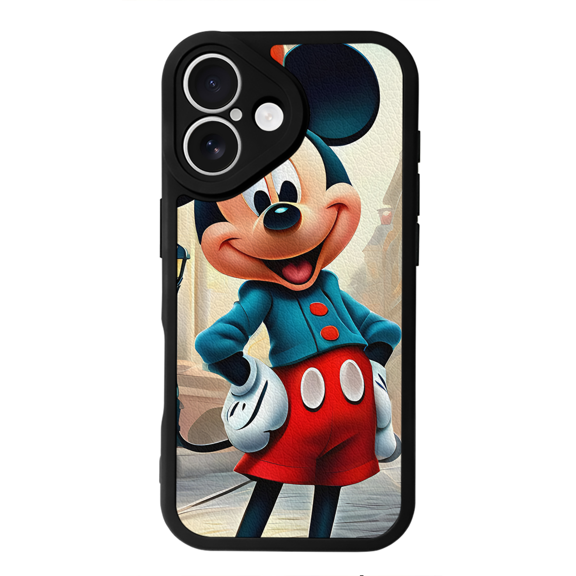 （画像用） ミッキーマウス Mickey Mouse 【iPhone 16シリーズ対応】シリコンスマホケース（レザー調） 材質：シリコン